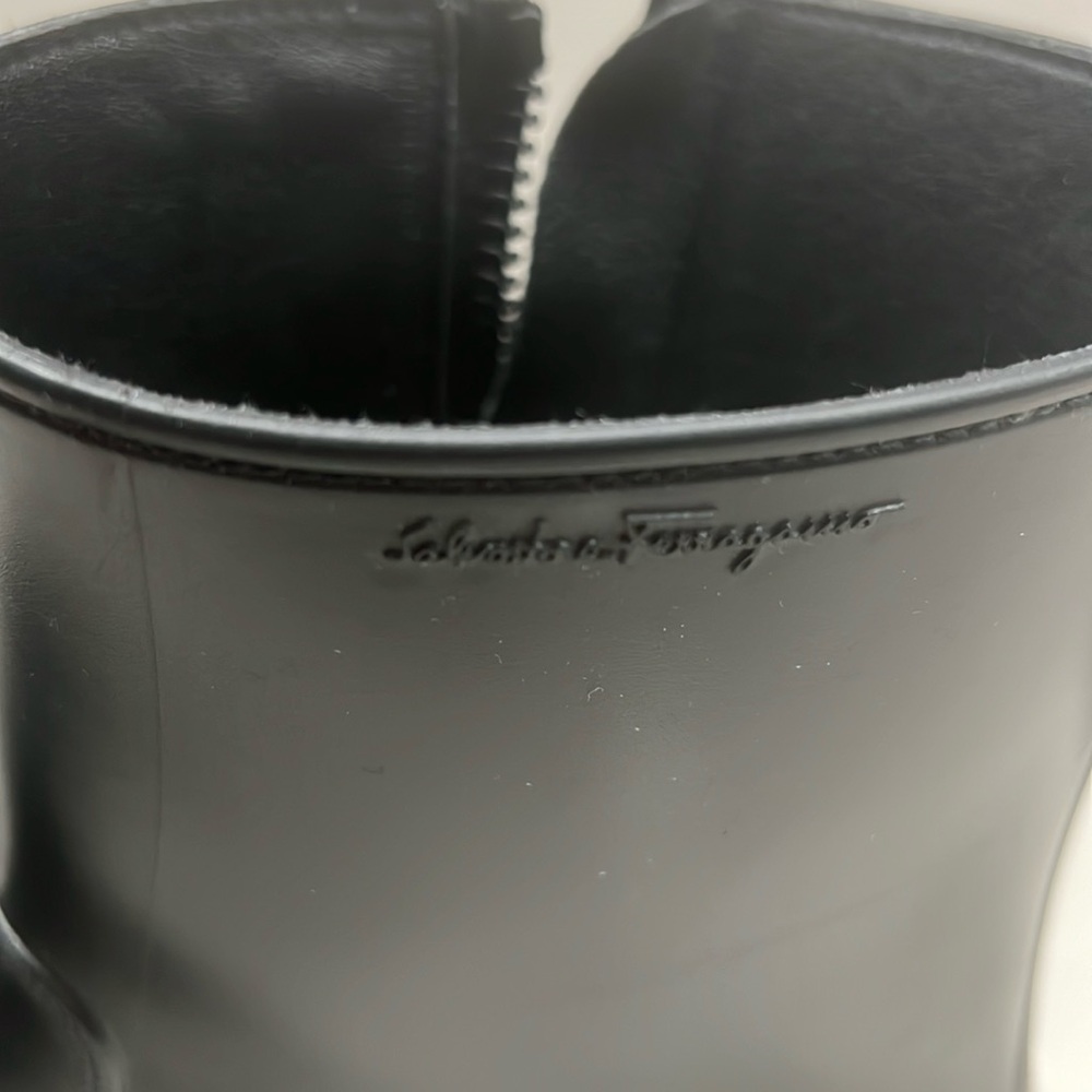 Salvatore Ferragamo black rubber rain boots.  Size 12 D/E